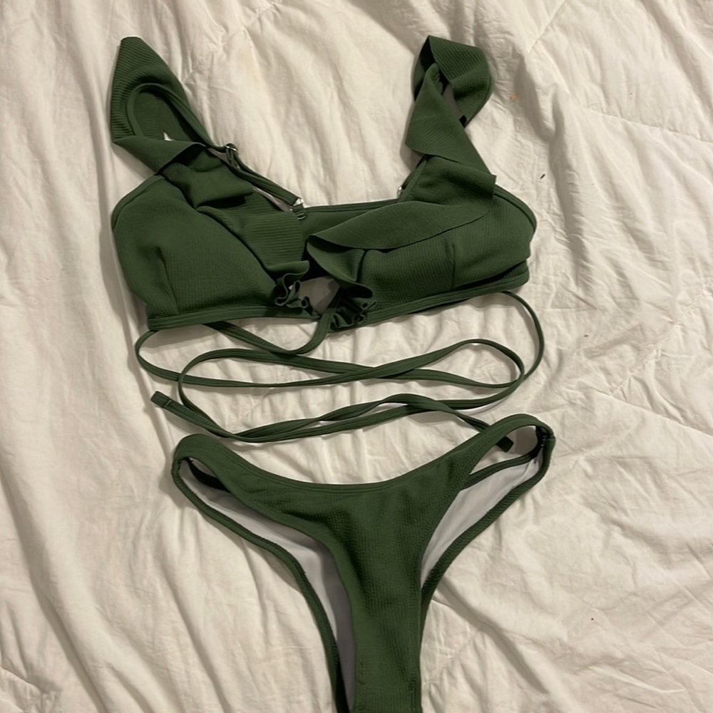 SHEIN bathing suit! wrap around laces on top, with flare shoulders, super cute!